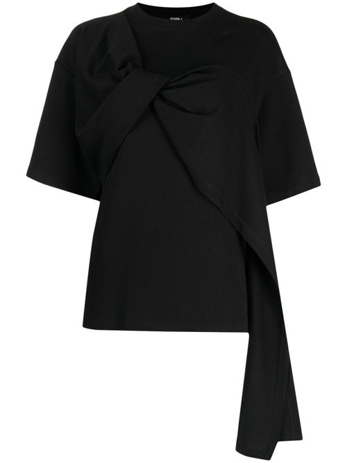 Twist-detail cotton T-Shirt - Black