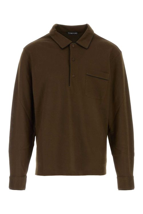 Silk Polo Shirt — Brown