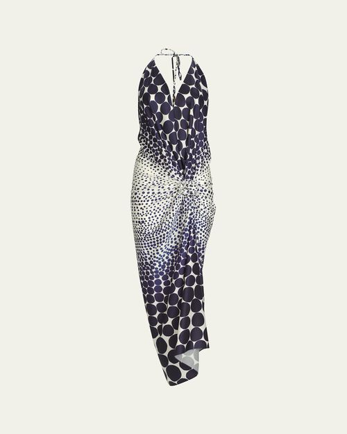 Guadalupe Printed Halter Ruched Dress