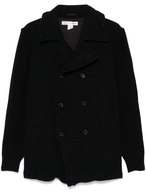 Ribbed-sleeve peacoat - Blue