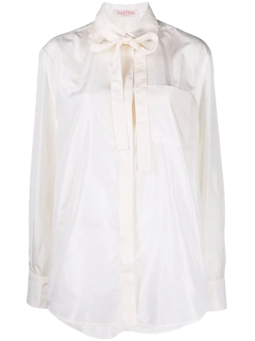 Silk Bow-Tie Shirt — White