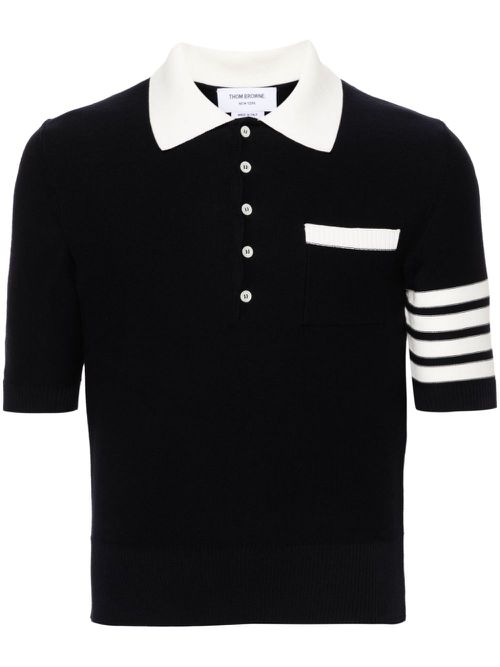 4-Bar knitted polo shirt - Blue