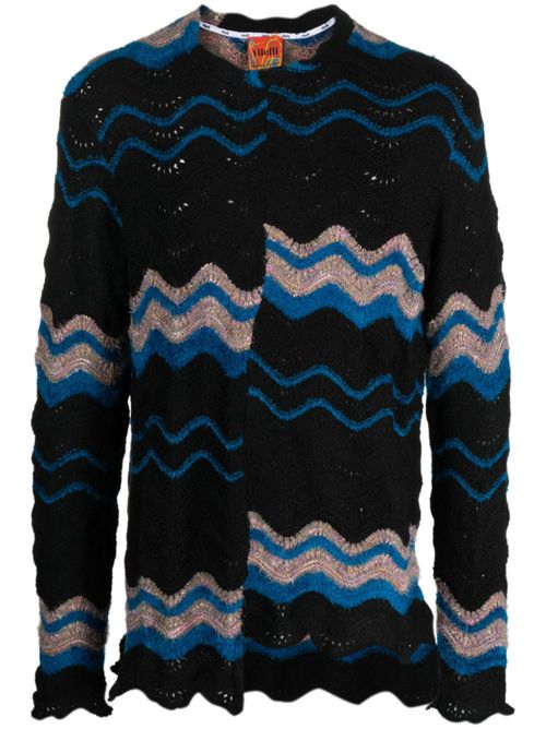 Zigzag-print crew-neck jumper - Black