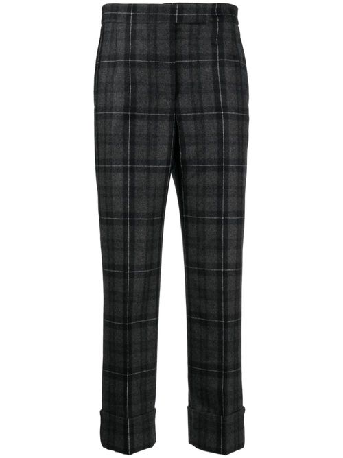 Check-pattern cropped trousers - Grey