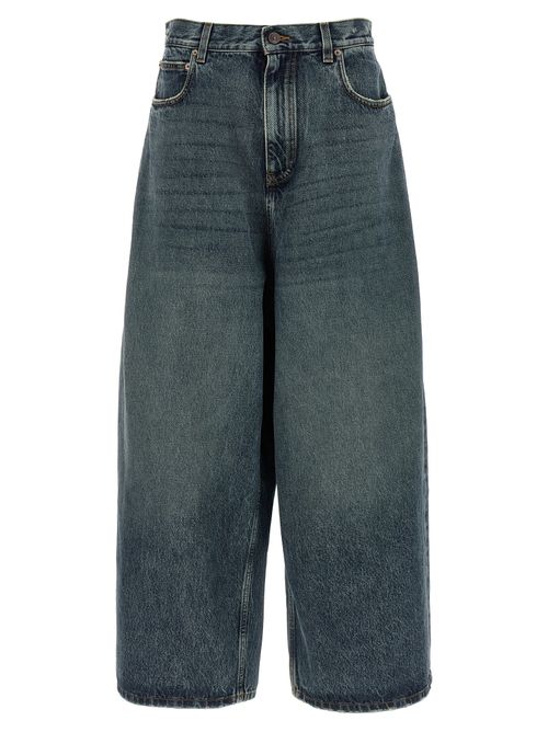 Stone-Washed Relaxed-Fit Denim Jeans — Blue
