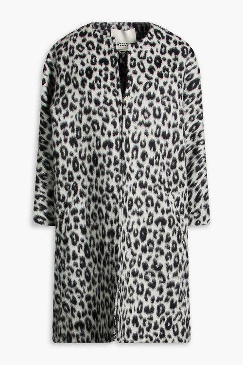 Ometia leopard-print wool coat - Black - FR 40