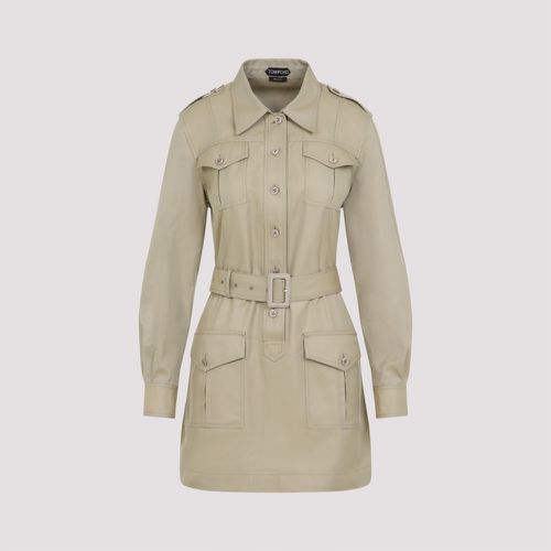 Beige Cotton Safari Mini Dress