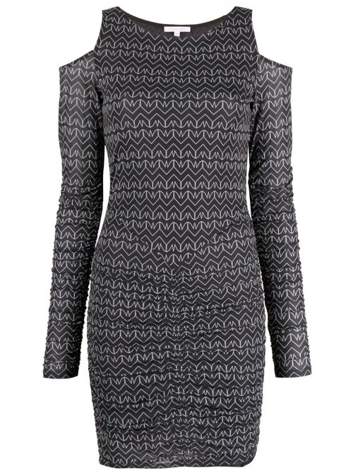 Monogram-print cut-out minidress - Black