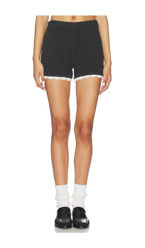 Line & Dot Inara Knit Shorts in Charcoal. L. Also in M