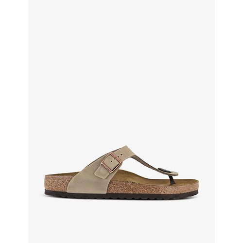 Mens Tobacco Brown Oiled Leat Gizeh Toe-post Flat Leather Sandals