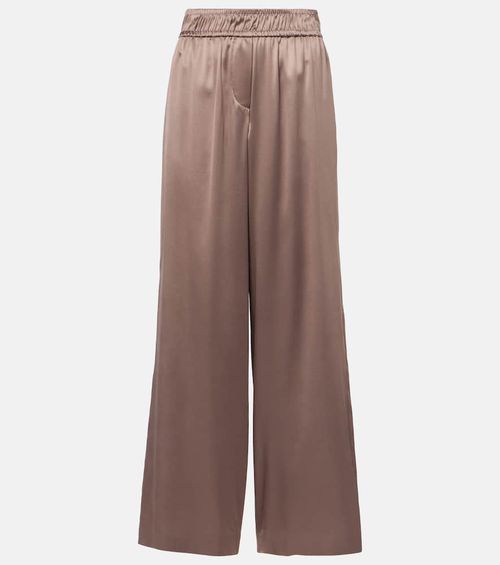 Silk-blend satin wide-leg pants