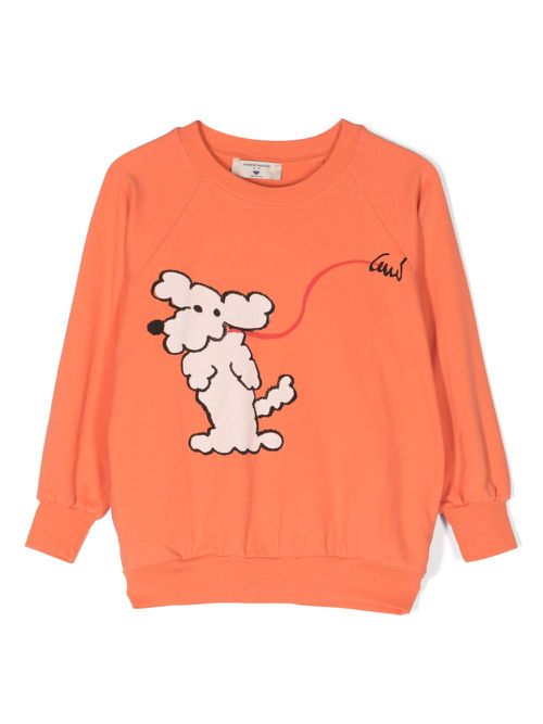 Dog-print crew-neck sweatshirt - Orange