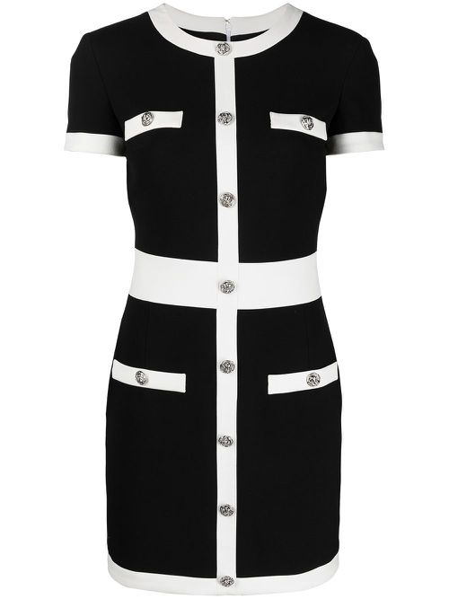 Contrast-trim mini dress - Black