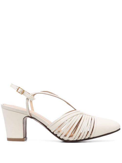 Strappy slingback leather pumps - Neutrals