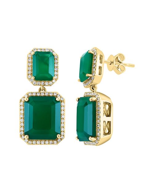14K 12.00 ct. tw. Diamond & Green Onyx Earrings
