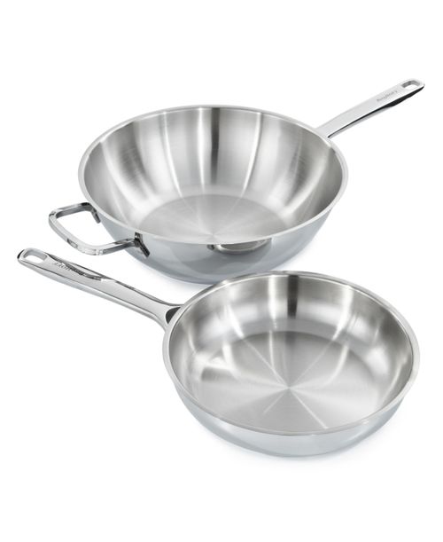 DiNA Helix 2pc Recycled 18/10 Stainless Steel Stir Fry Cookware Set - Silver