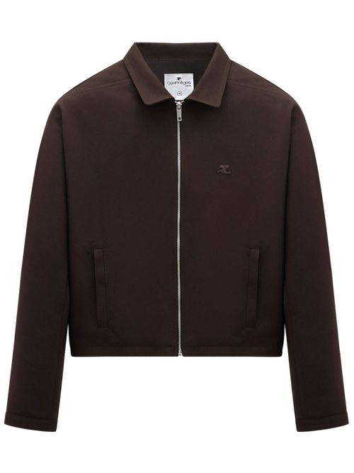 Zip-up twill bomber jacket - Brown