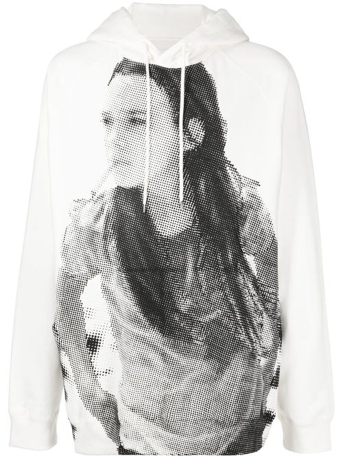 Graphic-print cotton hoodie - White