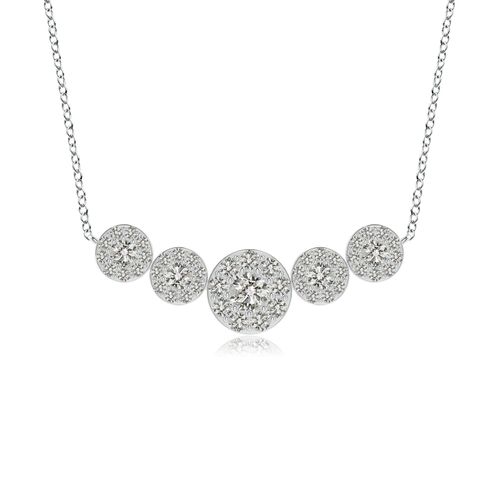 Angara 0.39 Carat Graduated Five Stone Diamond Halo Necklace in 18K White Gold