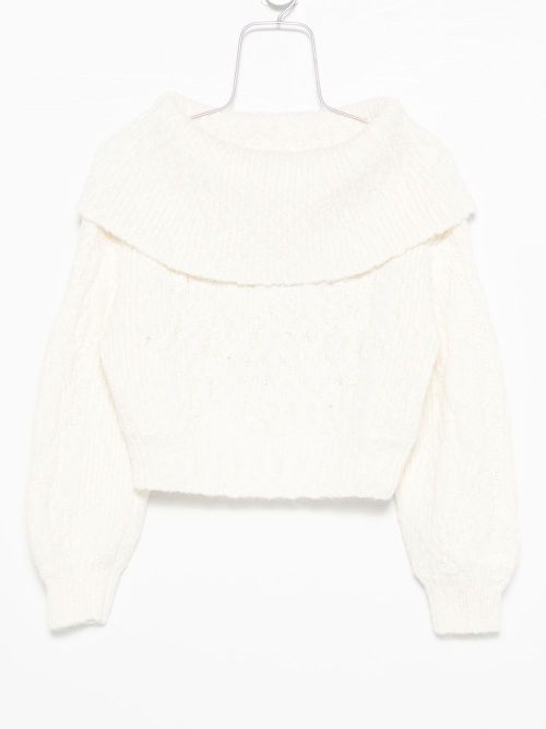 Boat-neck knitted jumper - White