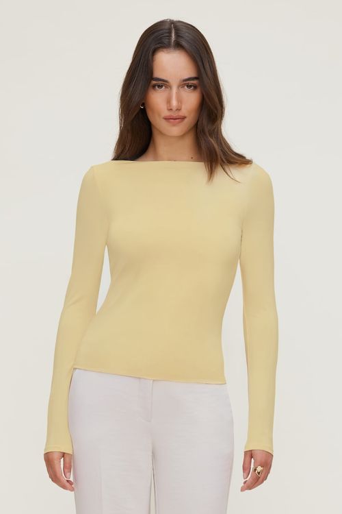 Nola Sculpt Long Sleeve Top - Yellow - Women Clothing