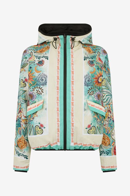 Nylon Jacket With Tropical Garden Print
