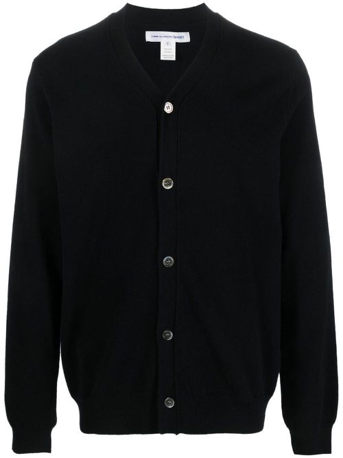 V-neck wool cardigan - Black