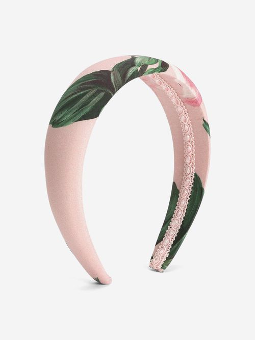 Dolce & Gabbana Girls Rose Print Headband in Pink One size