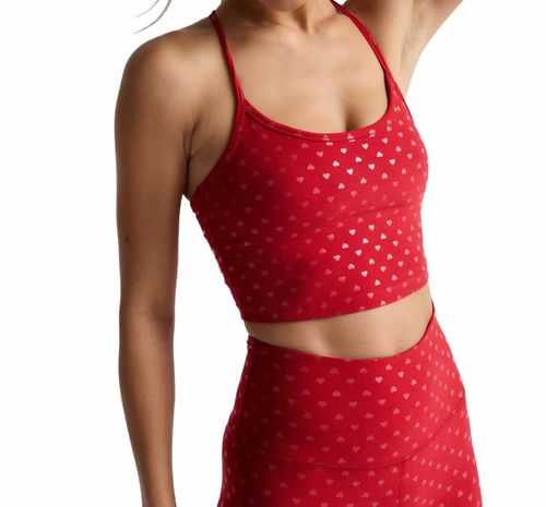 Softshine Slim Racerback High Cropped Tank Top In Holly Red Ditsy Hearts