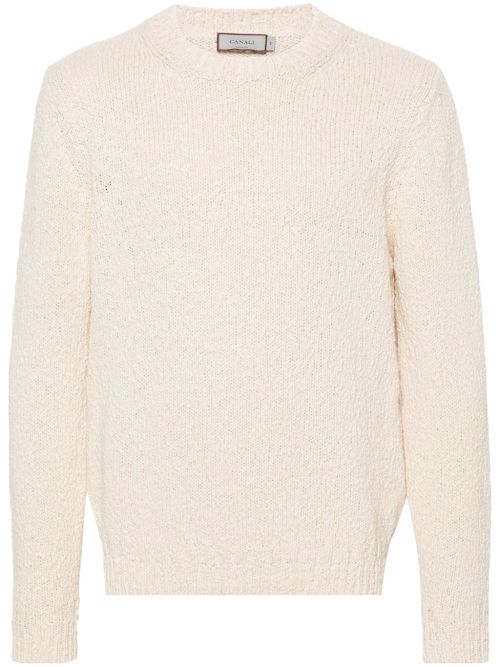 Crew-neck cotton jumper - Neutrals