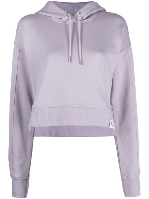 Logo-patch cropped hoodie - Purple