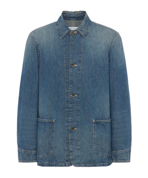 Distressed Denim Caban Jacket