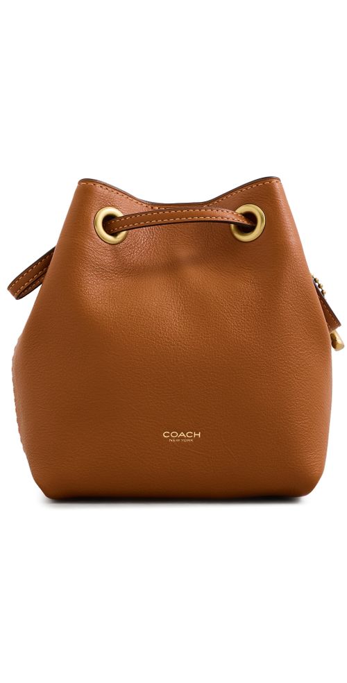 Leather Jade Drawstring Bucket Bag Amber Brown One Size