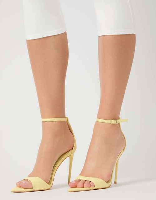 Kelisa pu pointed toe barely there stiletto high heels in lemon-Yellow