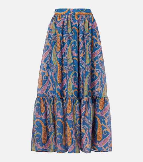 Paisley cotton and silk maxi skirt