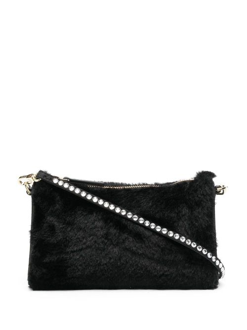 Faux-fur zipped bag - Black