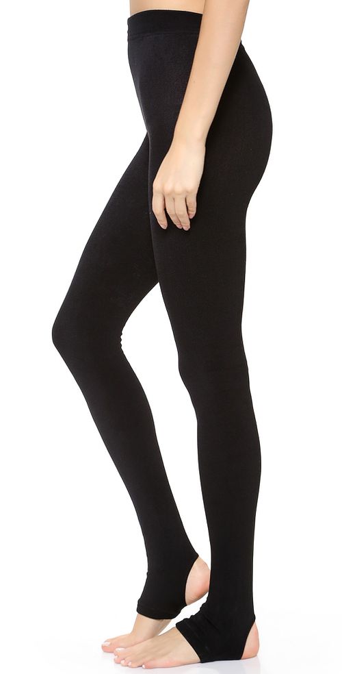 Fleece Lined Tights with Stirrups Black 