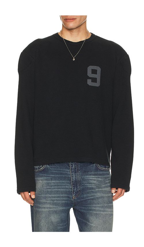 MISBHV 9 Padded Waffle Long Sleeve Tee in Black. S. Also in L, M, XL/1X