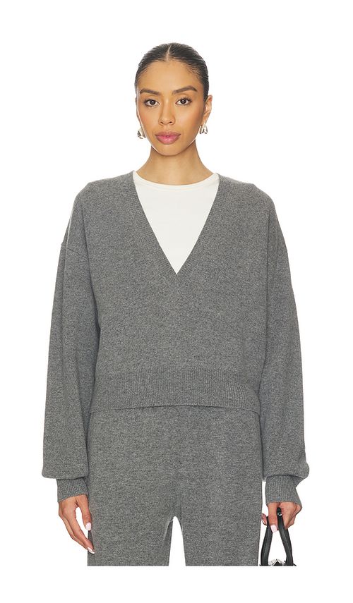 EAVES Lonne Deep V-neck Sweater in Dark Grey. S also in XS, XXS, M