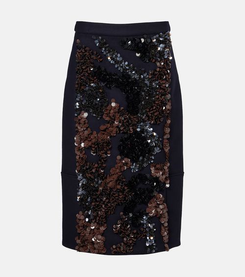 Sequined wool-blend midi skirt