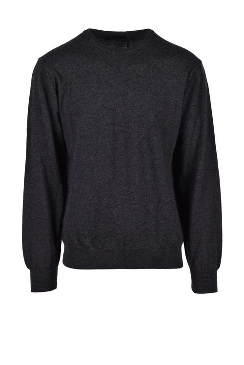 Grey Heathered Wool-Blend Pullover Sweater