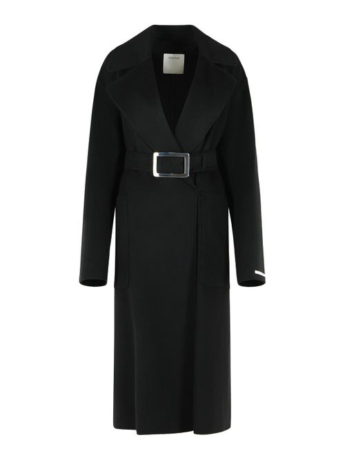 Cose Robe Coat In Pure Black Virgin Wool