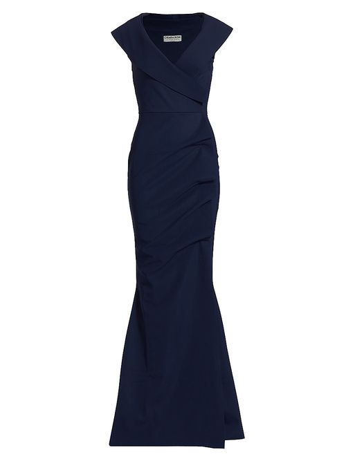 Women's Cocoon Collar Trumpet Gown - Blue Notte