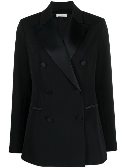 Double-breasted knitted blazer - Black