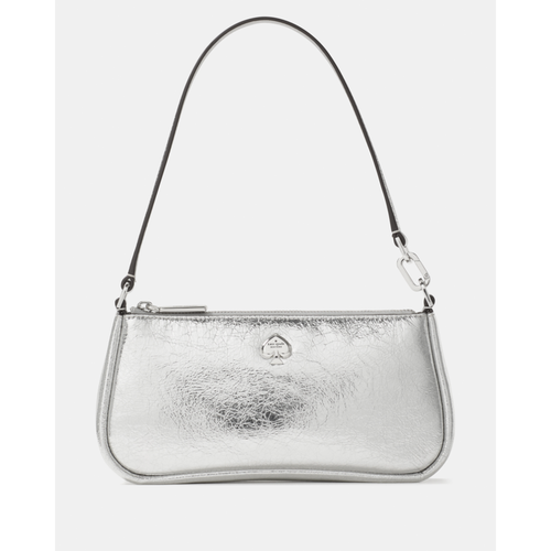 Kate Spade Womens Kayla Metallic Convertible Wristlet - Silver Leather - One