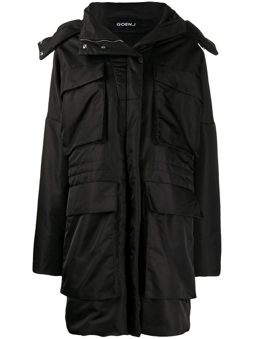 Four-pocket hooded parka - Black