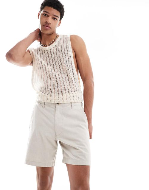 Hollister linen above-the-knee shorts in beige-Neutral
