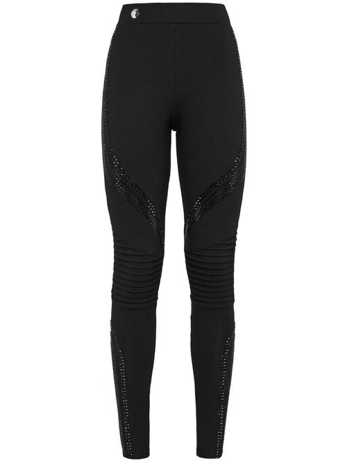Crystal-embellished panelled leggings - Black