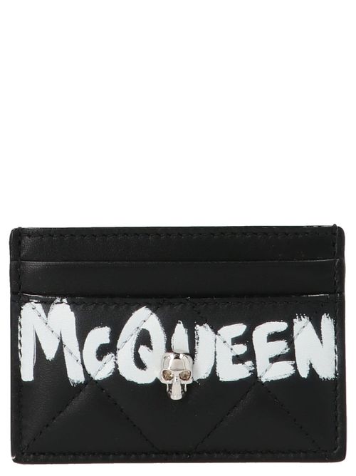 Skull-embellishment quilted wallet