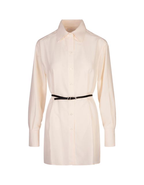 White Voyou Belted Shirt